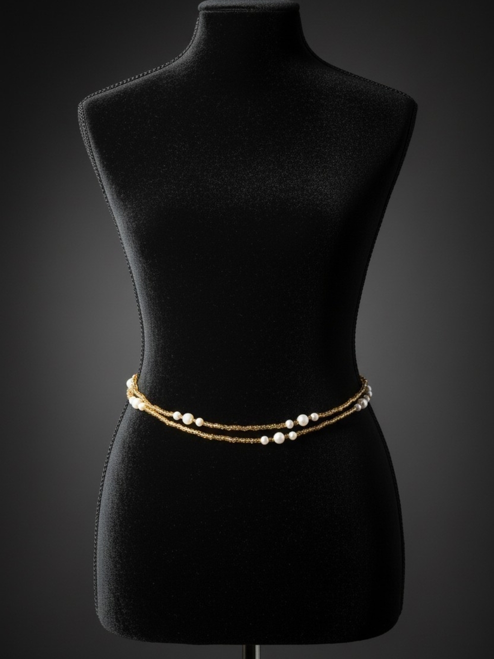 Gold Pearl Double-Strand Waist Beads